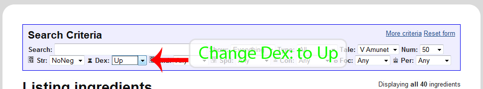Change Dex: to Up